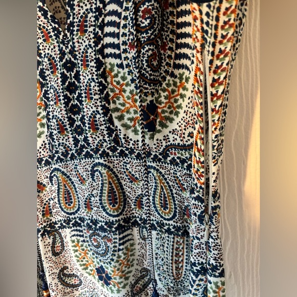 ETRO Mosaic Paisley White and Navy Print Tassel Long Sleeve Maxi Boho Dress - Picture 8 of 17